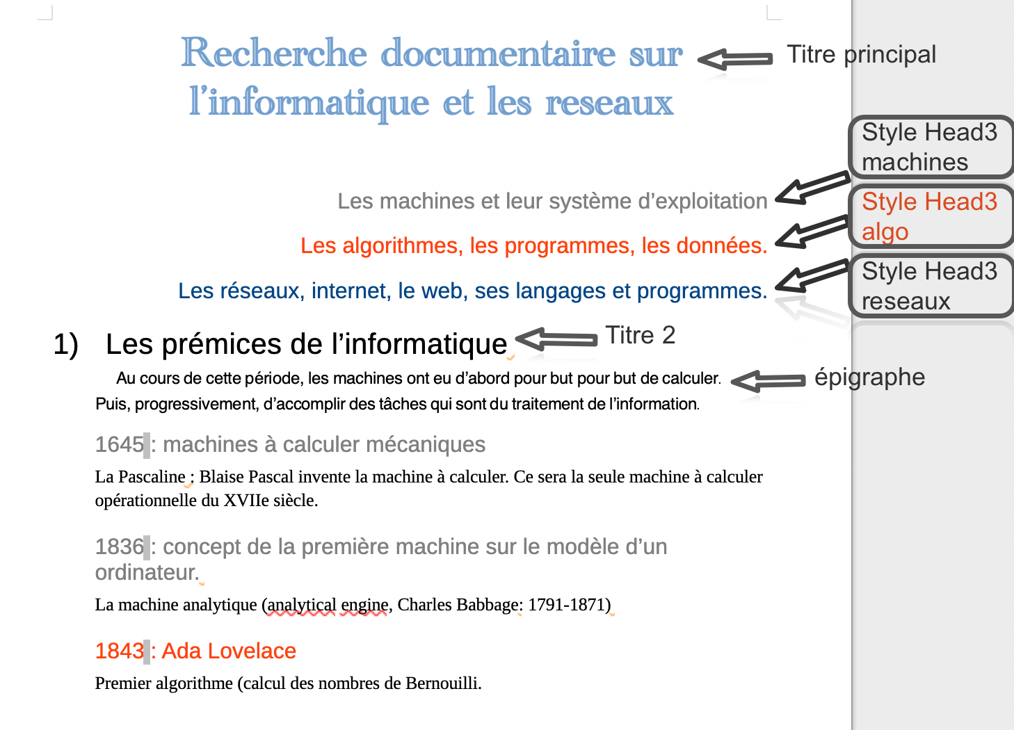 personnalisation des propriétés couleur, alignement, police, ...