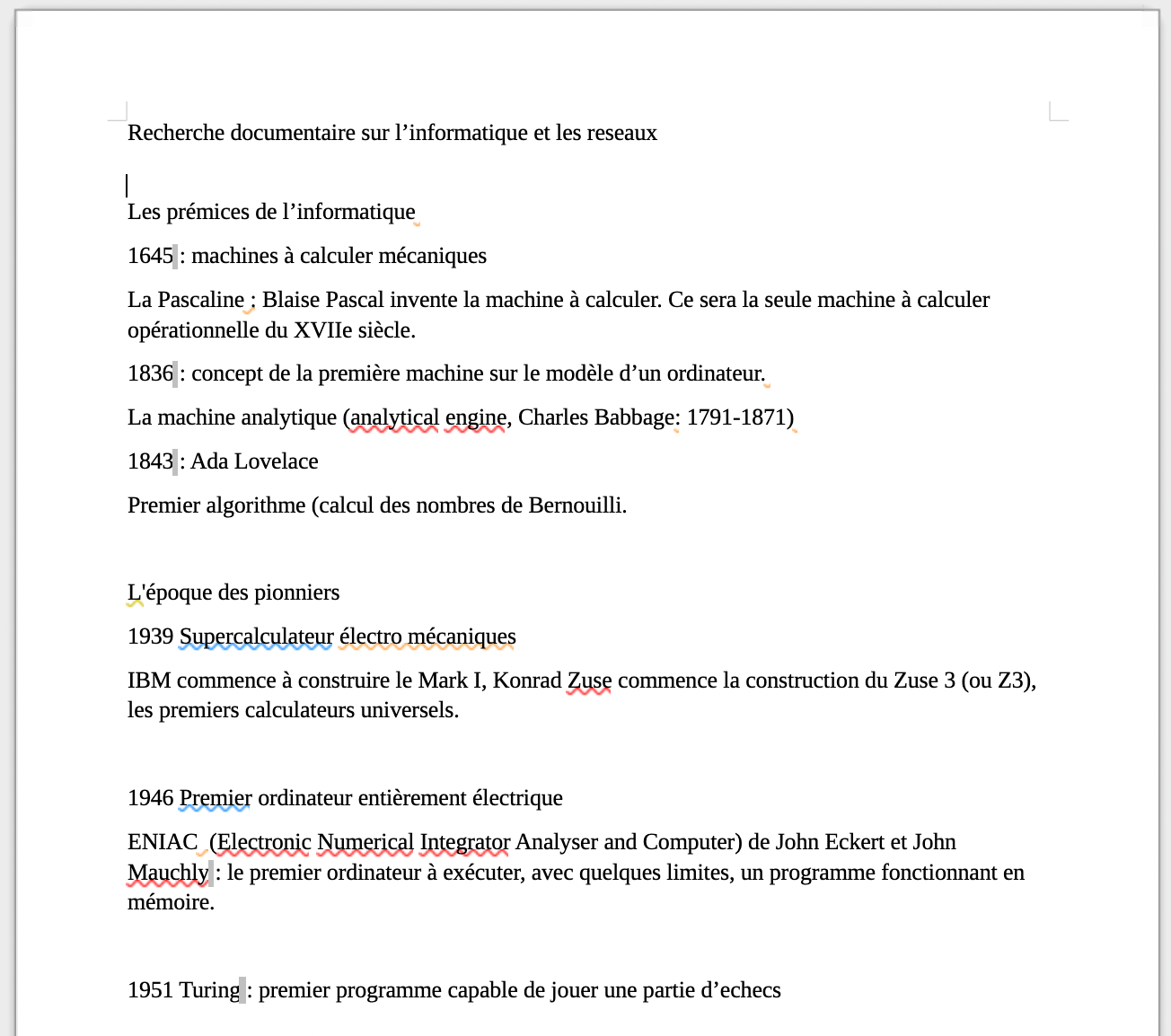 Le document initial