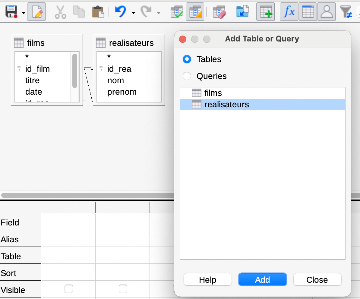Ajouter les tables films et realisateurs dans le canvas