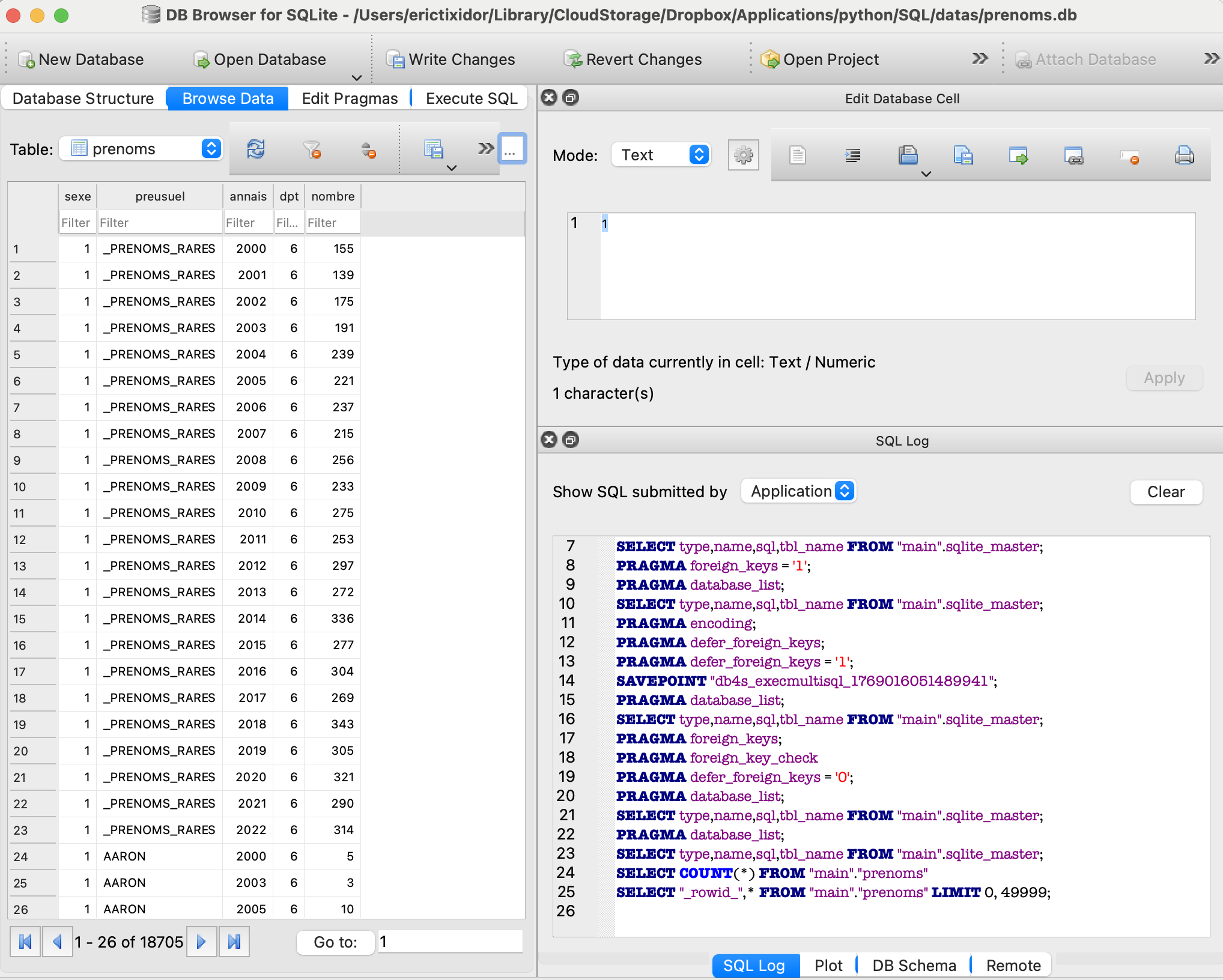 parcourir les valeurs de la table