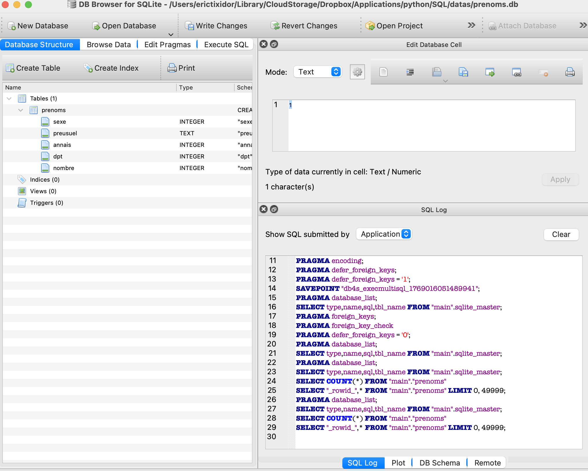 présentation des différentes tables et attributs