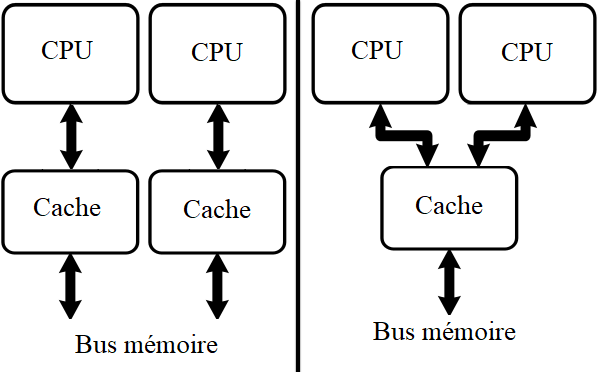 cache dédié / cache partagé