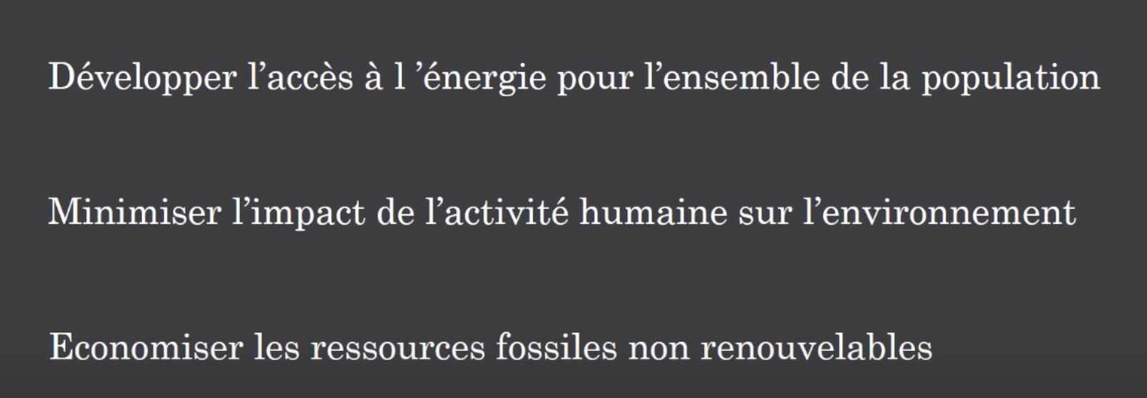 La problématique de l'énergie