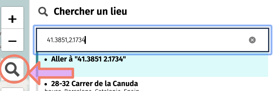 utiliser l'outil recherche du logiciel umap
