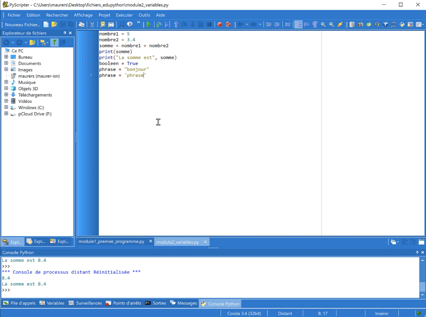 Maths & S.N.T - 2nde - Premier programme en python 3 avec EduPython