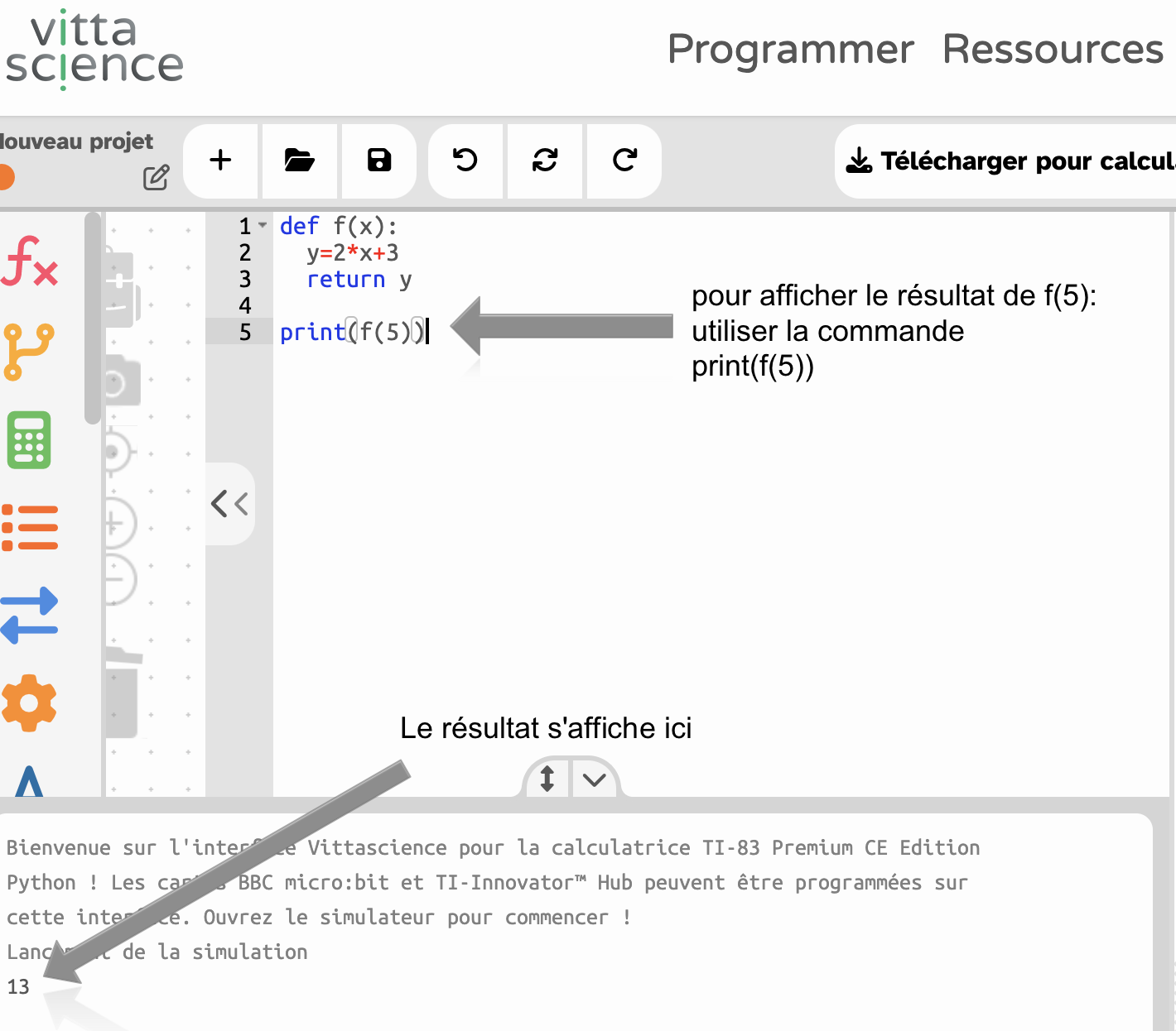 emulateur TI-83 sur Vittasciences