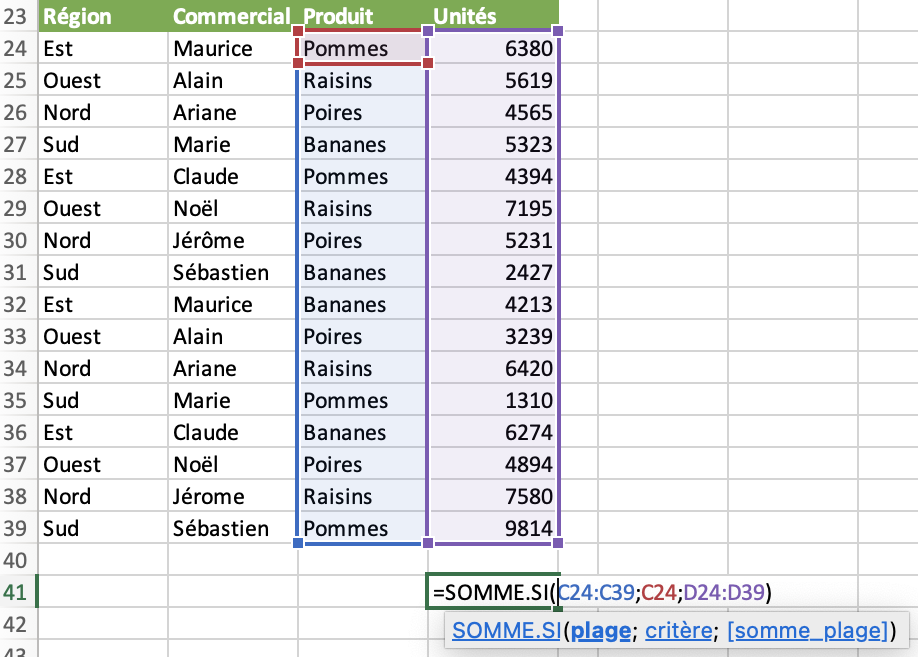 somme conditionnelle 