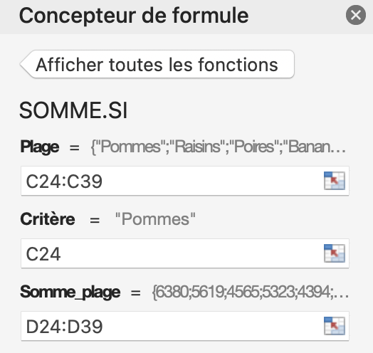 concepteur de formule pour SOMME.SI